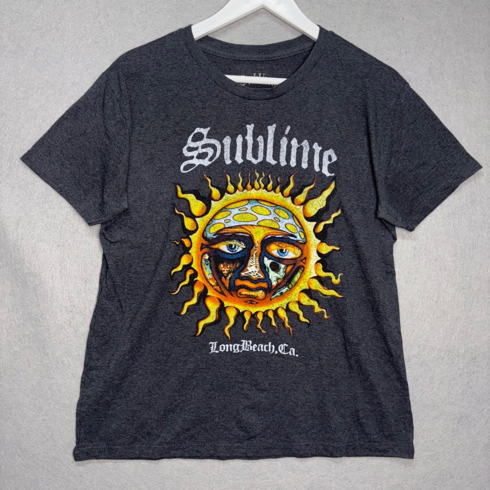 Sublime Shirt Mens Small Gray Sun Logo Long Beach CA Graphic Band Tee T-Shirt